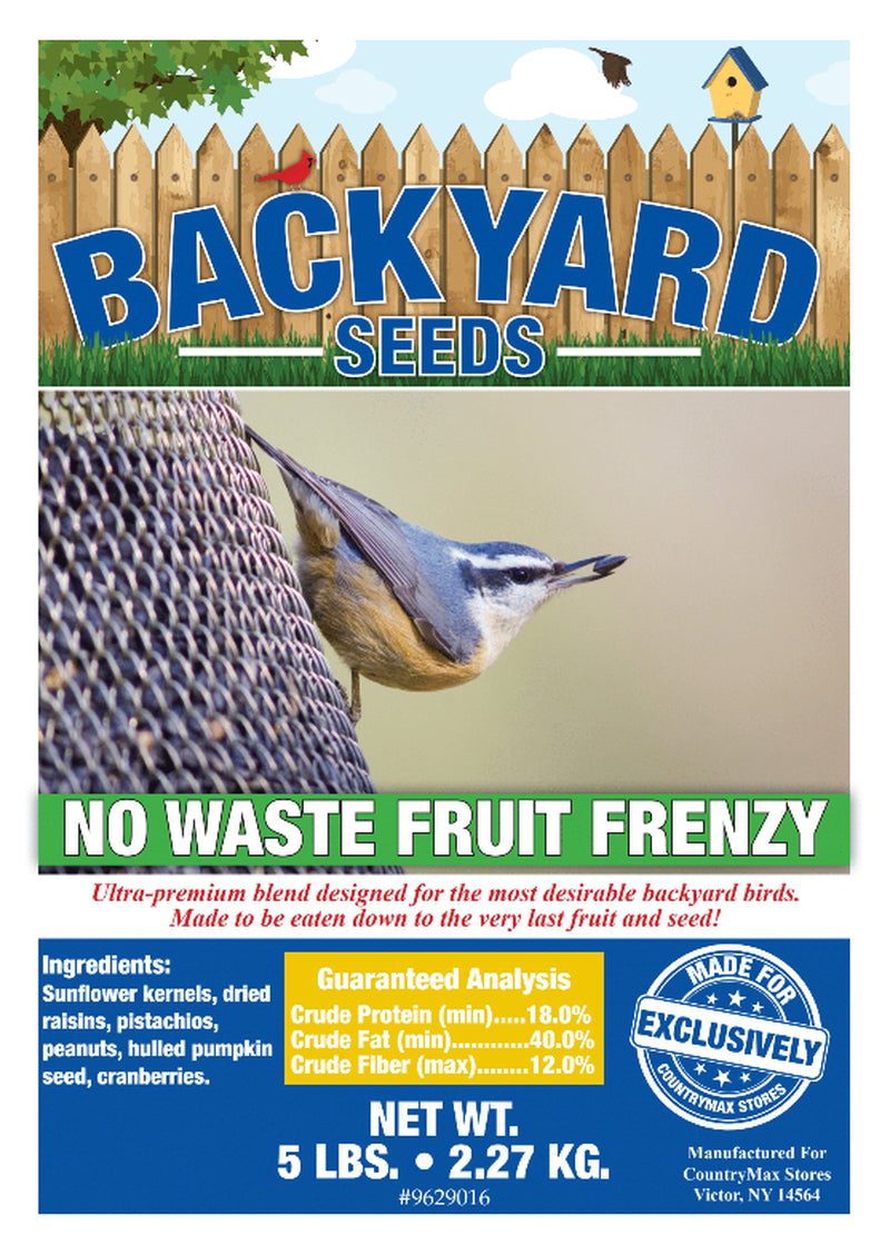 Backyard Seeds No Waste Fruit Frenzy Bird Seed 5 Pounds Animals & Pet Supplies > Pet Supplies > Bird Supplies > Bird Treats BACKYARD SEEDS