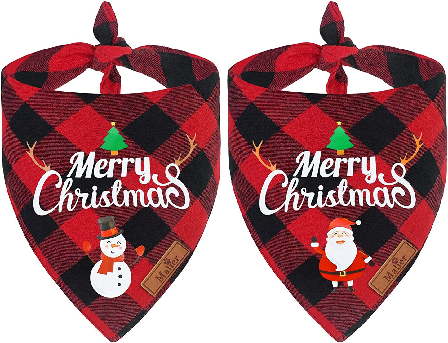 Malier 2 Pack Christmas Dog Bandana, Classic Red Green Buffalo Plaid Dog Bandana Pets Scarf Triangle Bibs Kerchief Set Pet Costume Outfit Accessories for Small Medium Large Dogs Cats Pets (Large) Animals & Pet Supplies > Pet Supplies > Dog Supplies > Dog Apparel Malier Red + Red Large