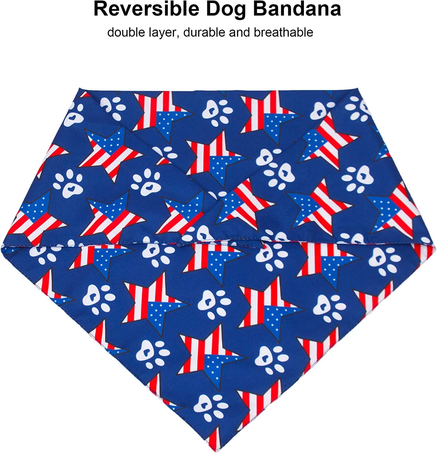 ADOGGYGO American Flag Dog Bandanas Triangle Dog Scarf Patriotic 4Th of July Dog Bandana for Small Medium Large Dogs Pets (Red & Blue) Animals & Pet Supplies > Pet Supplies > Dog Supplies > Dog Apparel ADOGGYGO