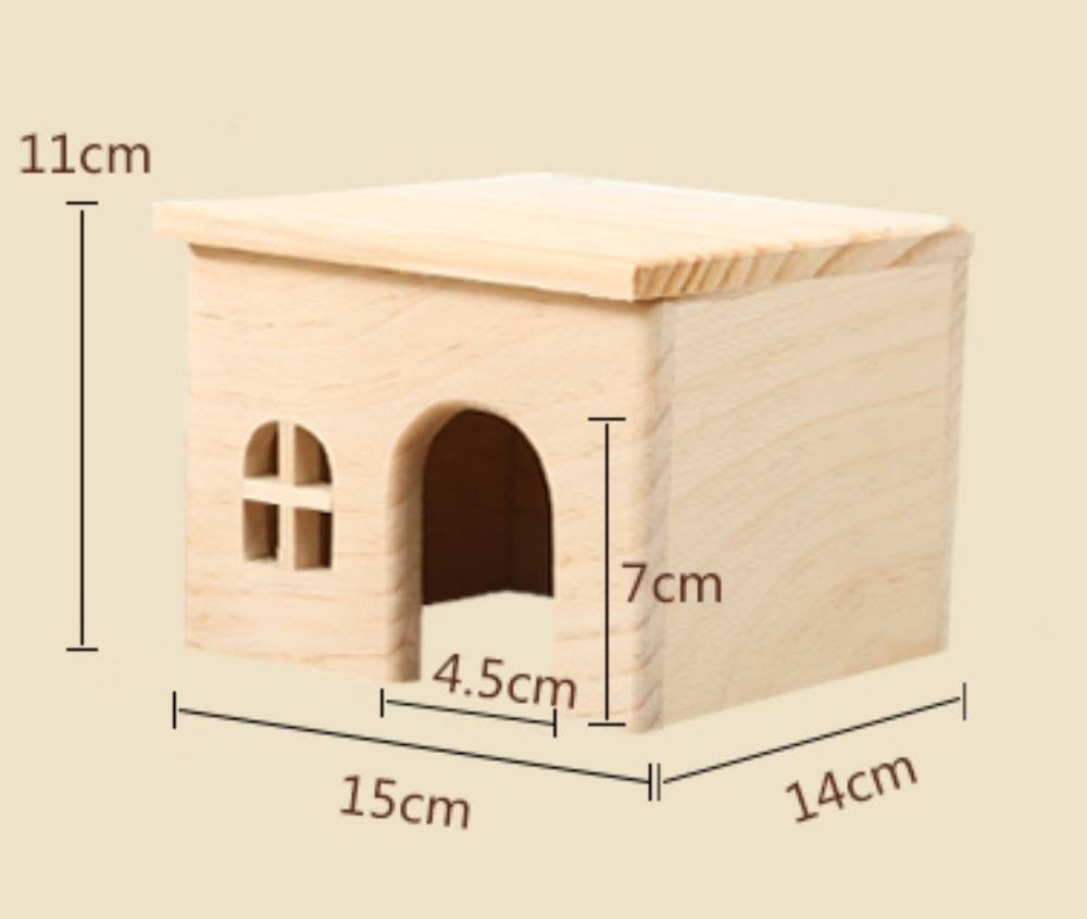 Hamster Hideout Wooden Hut Small Animal Habitat Decor Mini Hideaway Cage Animals & Pet Supplies > Pet Supplies > Small Animal Supplies > Small Animal Habitats & Cages KOL PET