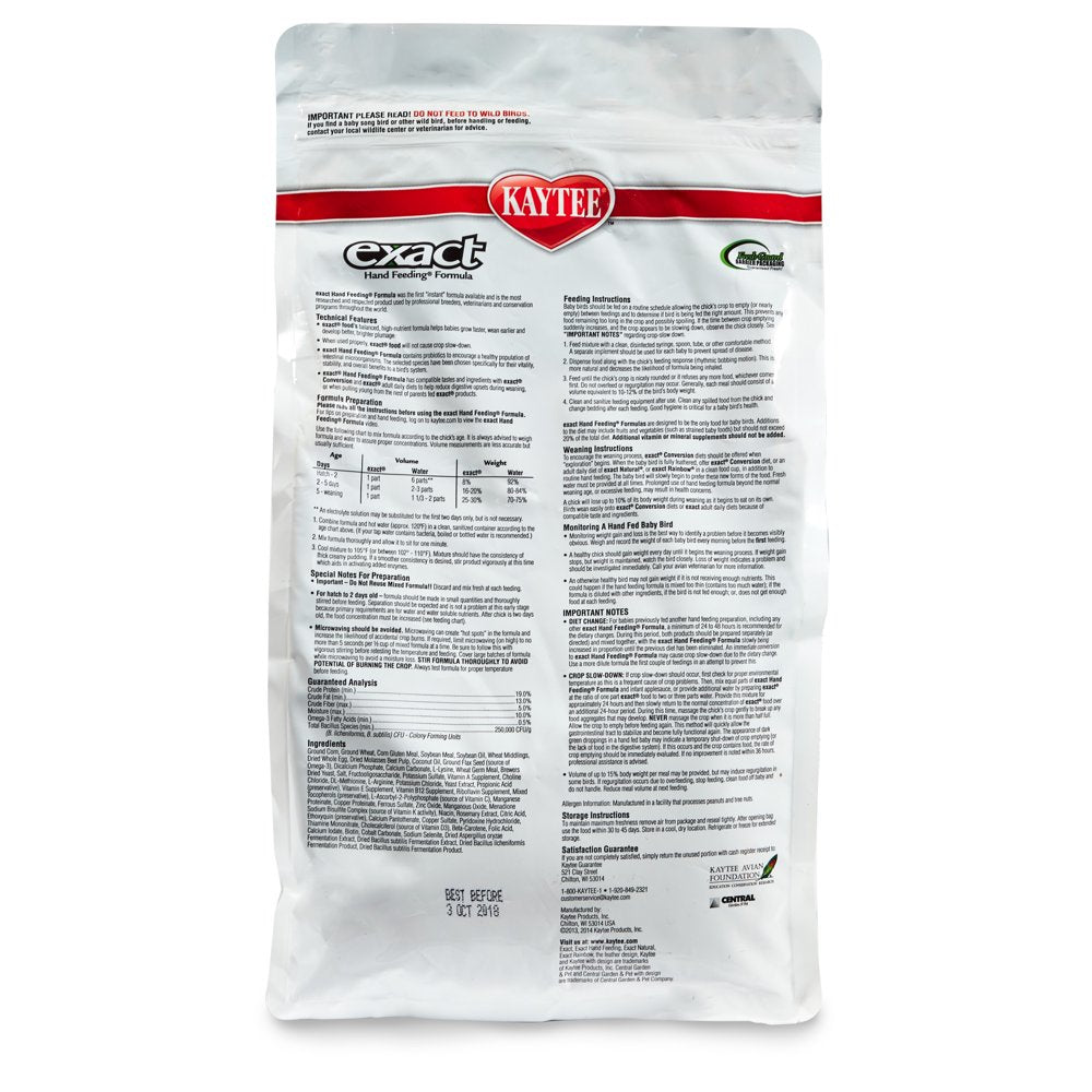 Kaytee Exact Handfeeding Baby Macaw Pet Bird Food, 5 Lb Animals & Pet Supplies > Pet Supplies > Bird Supplies > Bird Food Central Garden and Pet