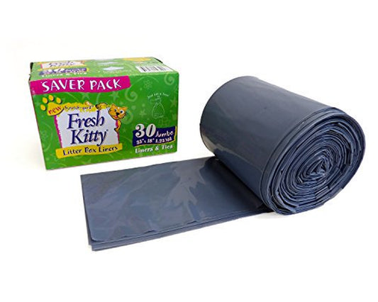 Fresh Kitty Super Thick, Durable, Easy Clean up Jumbo Scented Litter Pan Box Liners, Bags with Ties for Pet Cats, 30 Ct Animals & Pet Supplies > Pet Supplies > Cat Supplies > Cat Litter Box Liners Fresh Kitty   
