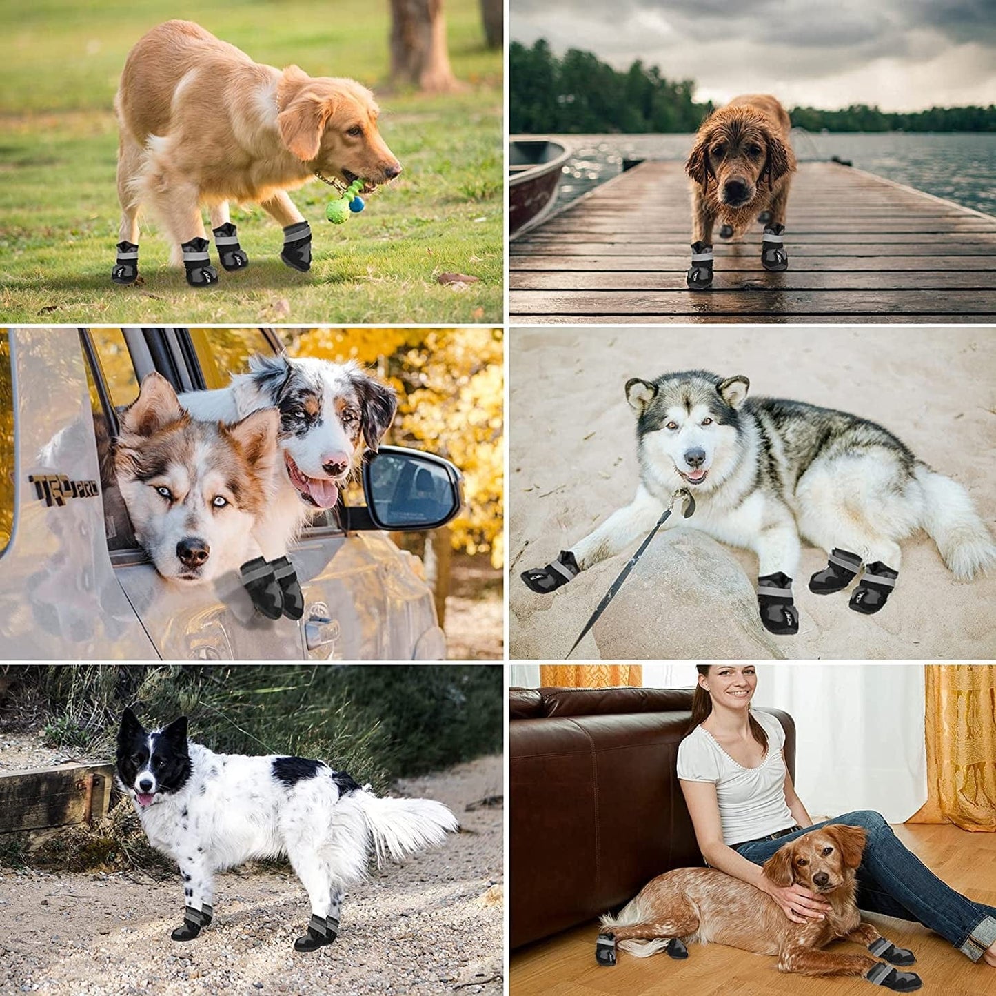 EARTH FRIENDLY 4 Pcs Dog Snow Boots Waterproof Dog Rain Boots with Non-Slip Rubber Soles Paw Protectors Winter Warm Dog Shoes Booties with Adjustable Reflective Straps for Walking Running Hiking Animals & Pet Supplies > Pet Supplies > Dog Supplies > Dog Apparel EARTH FRIENDLY