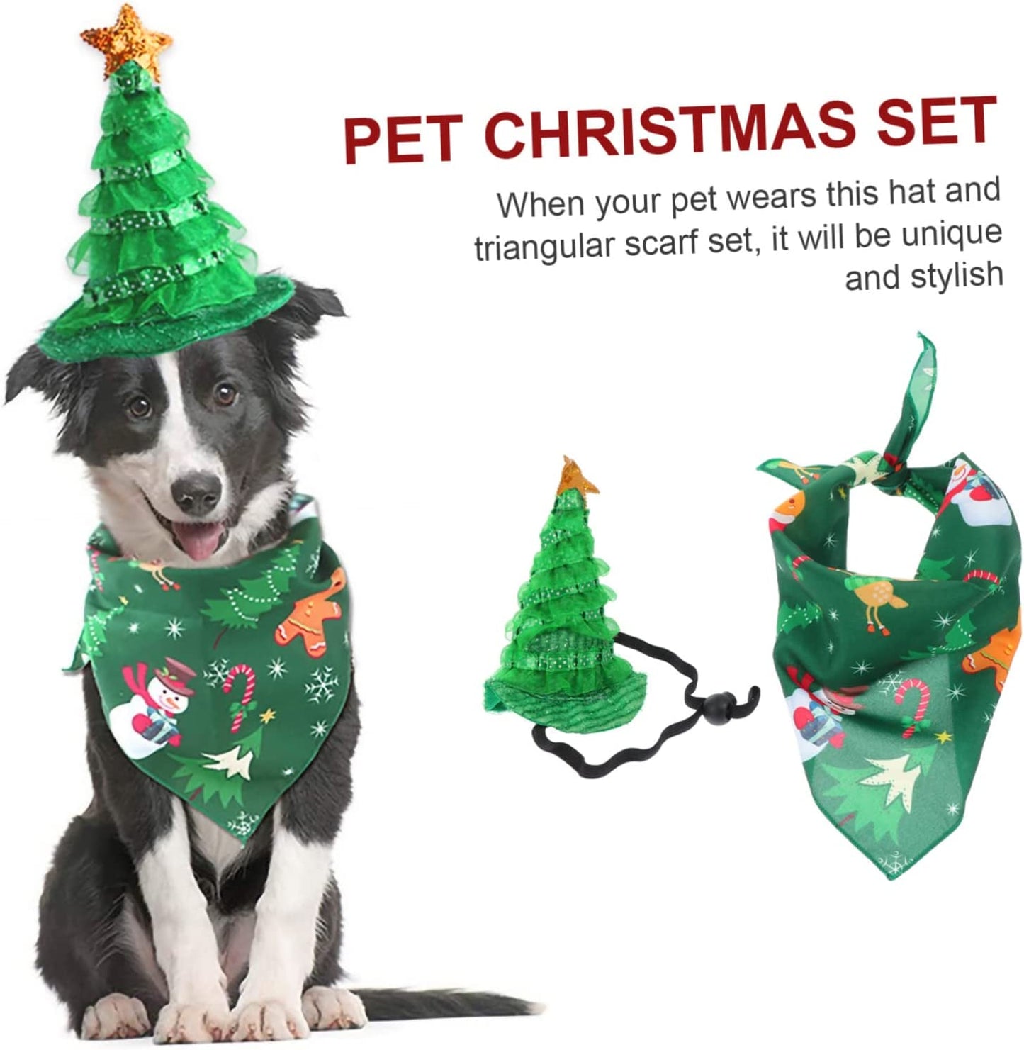GLSTOY 1 Set Pet Christmas Hat Headband Set Santa Scarf Santas Hat Christmas Party Pet Decor Dog Christmas Hat Winter Holiday Dog Scarf Party Hat for Pet Cat Decorative Caps Xmas Pet Bib Animals & Pet Supplies > Pet Supplies > Dog Supplies > Dog Apparel GLSTOY