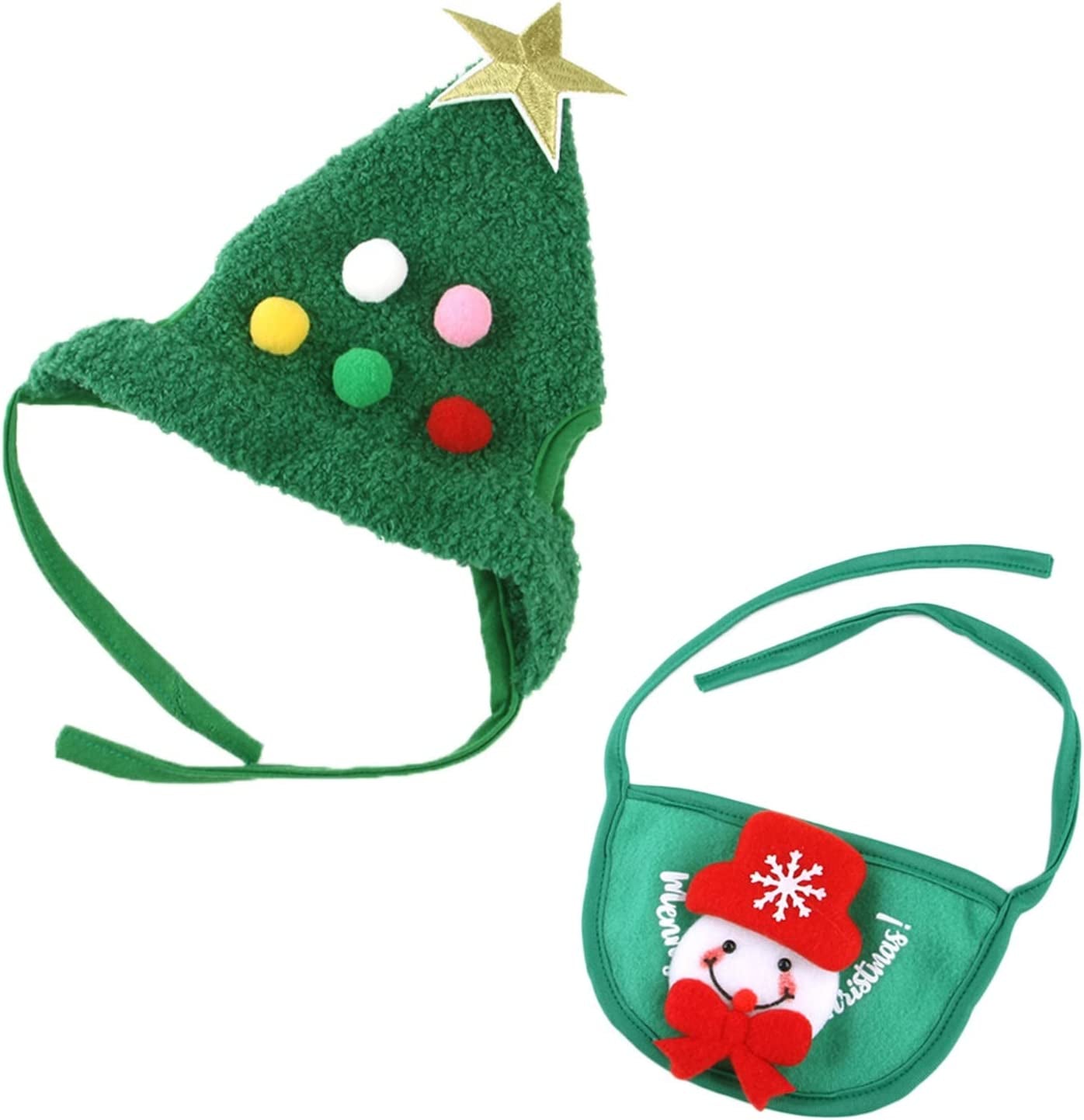 Dog Bandanas Dog Scarf Kerchief Dog Bibs Washable 1 Set Pet Christmas Scarf Hat Dogs Cats Christmas Tree Antlers Snowman Hats Scarf Set Christmas Dressing Adjustable for Small to Large Dogs (Red, L) Animals & Pet Supplies > Pet Supplies > Dog Supplies > Dog Apparel Generic Green S