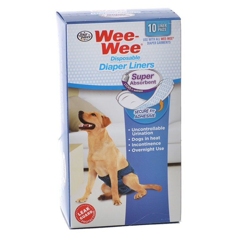 Four Paws Wee Wee Super Absorbent Disposable Diaper Liners 10 Count - (Fits All Garment Sizes) Animals & Pet Supplies > Pet Supplies > Dog Supplies > Dog Diaper Pads & Liners Four Paws