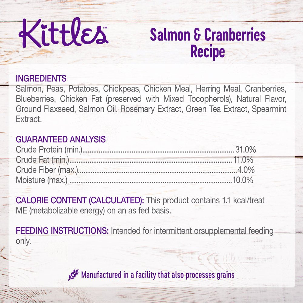 Wellness Kittles Natural Grain Free Cat Treats, Salmon & Cranberries, 6-Ounce Bag Animals & Pet Supplies > Pet Supplies > Cat Supplies > Cat Treats Wellness Pet Food