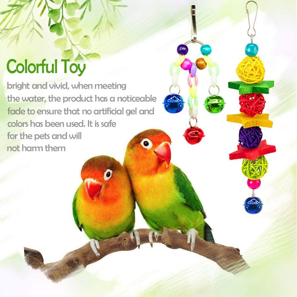 Hommtina 7 Pack Bird Parrot Toys, Colorful Bird Chewing Toys Swing Toy Hanging Toy Bird Cage Toys or Small Parakeets Cockatiels, Conures, Macaws, Parrots, Love Birds, Finches Animals & Pet Supplies > Pet Supplies > Bird Supplies > Bird Toys Hommtina