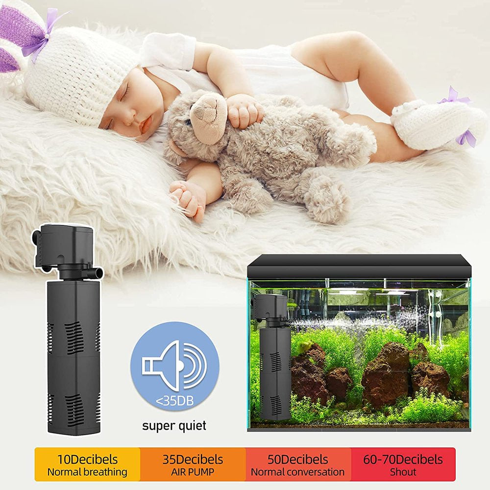 Aquarium Filter for 40-150 Gal. Tank Crystal 300GPH Biochemical Filtration Powerful Pump Submersible Internal Fish Tank Filters Large Tank Pond Clear Wavemaker Air Supply 4 in 1 Animals & Pet Supplies > Pet Supplies > Fish Supplies > Aquarium Filters Aopu