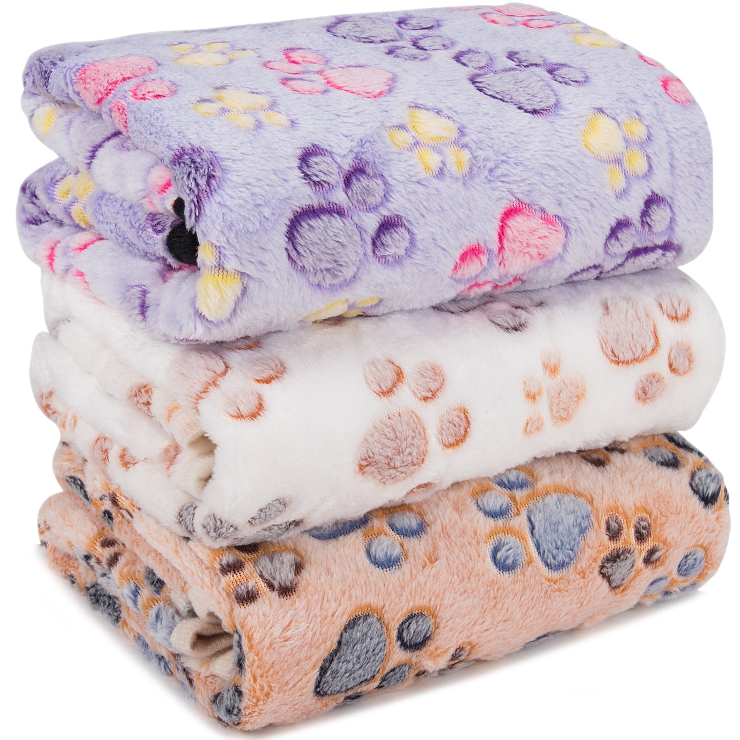 Luxmo 3 Pack Cat Dog Puppy Blanket Soft Pet Bed Cushion Warm Sleep Mat for Kitten Puppy Rabbit Animals & Pet Supplies > Pet Supplies > Cat Supplies > Cat Beds Dream Wireless Inc Purple/White/Brown