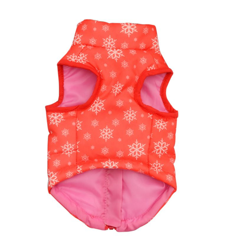 Cold Weather Dog Warm Vest, Zipper Closure Puppy Jacket Lovely Puppy Clothes Red Snowflake Dog Winter Clothing Pet Vest Apparels,Red,M Animals & Pet Supplies > Pet Supplies > Dog Supplies > Dog Apparel LINKABC