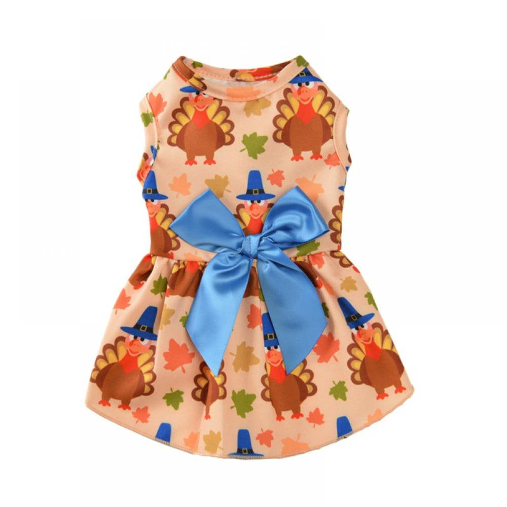 Catlerio Holiday Dog Dress Cute Halloween Pet Dresses Skirts Christmas Doggie Bowknot Dresses Thanksgiving Puppy Festival Skirts Pet Apparel Clothes Animals & Pet Supplies > Pet Supplies > Dog Supplies > Dog Apparel Catlerio L Apricot