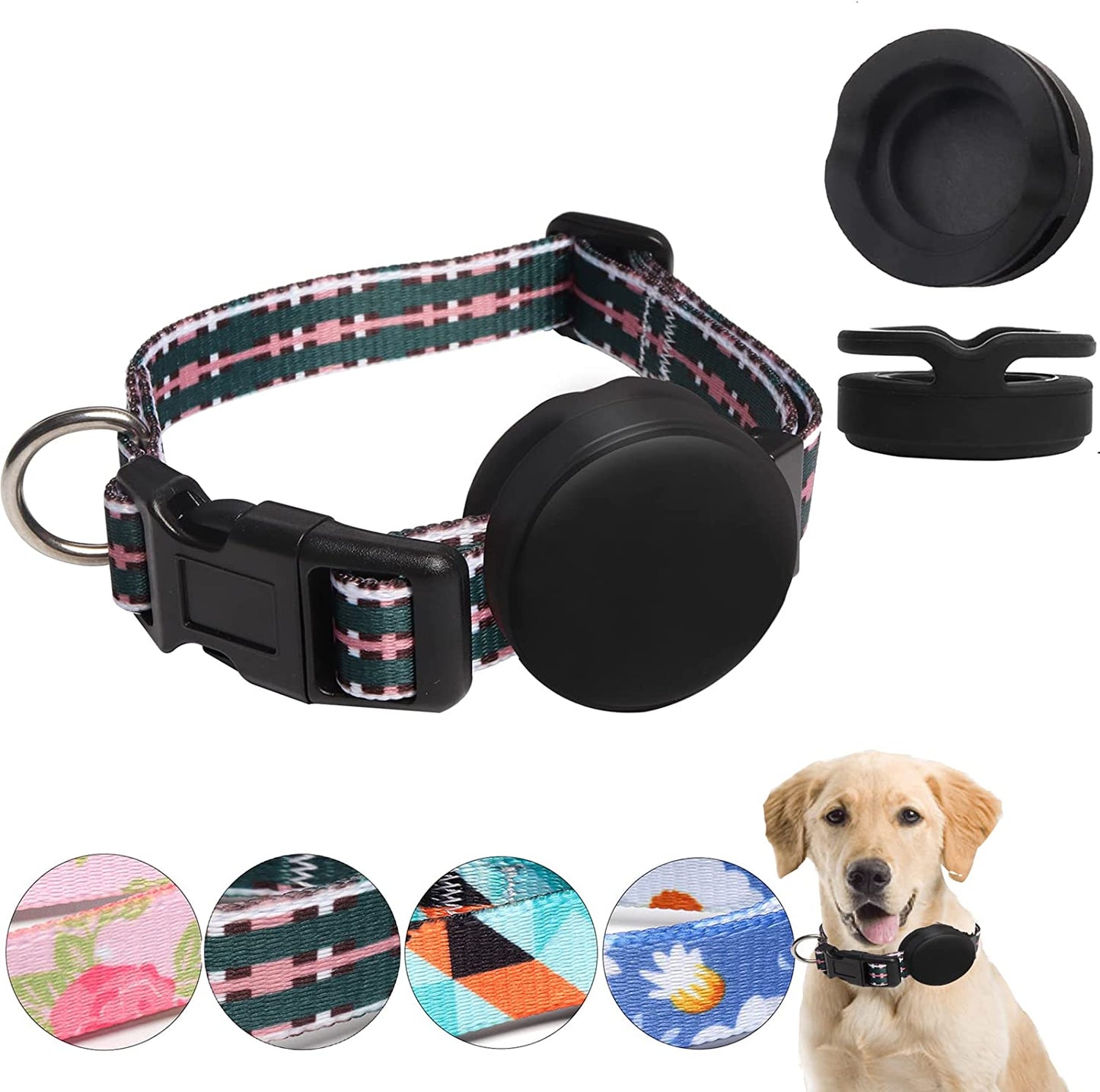 EXIEUSKJ Airtag Dog Collar, Item Finder Case for Apple Airtag 2021, Polyester Pet Cat Puppy Collar with Silicone Airtag Holder for Small, Medium, Large, Dogs,Pink Rose, M: 12.9''-21.6''Neck Electronics > GPS Accessories > GPS Cases dogcollarair618-7 Green plaid L:15.7''-25.5'' neck