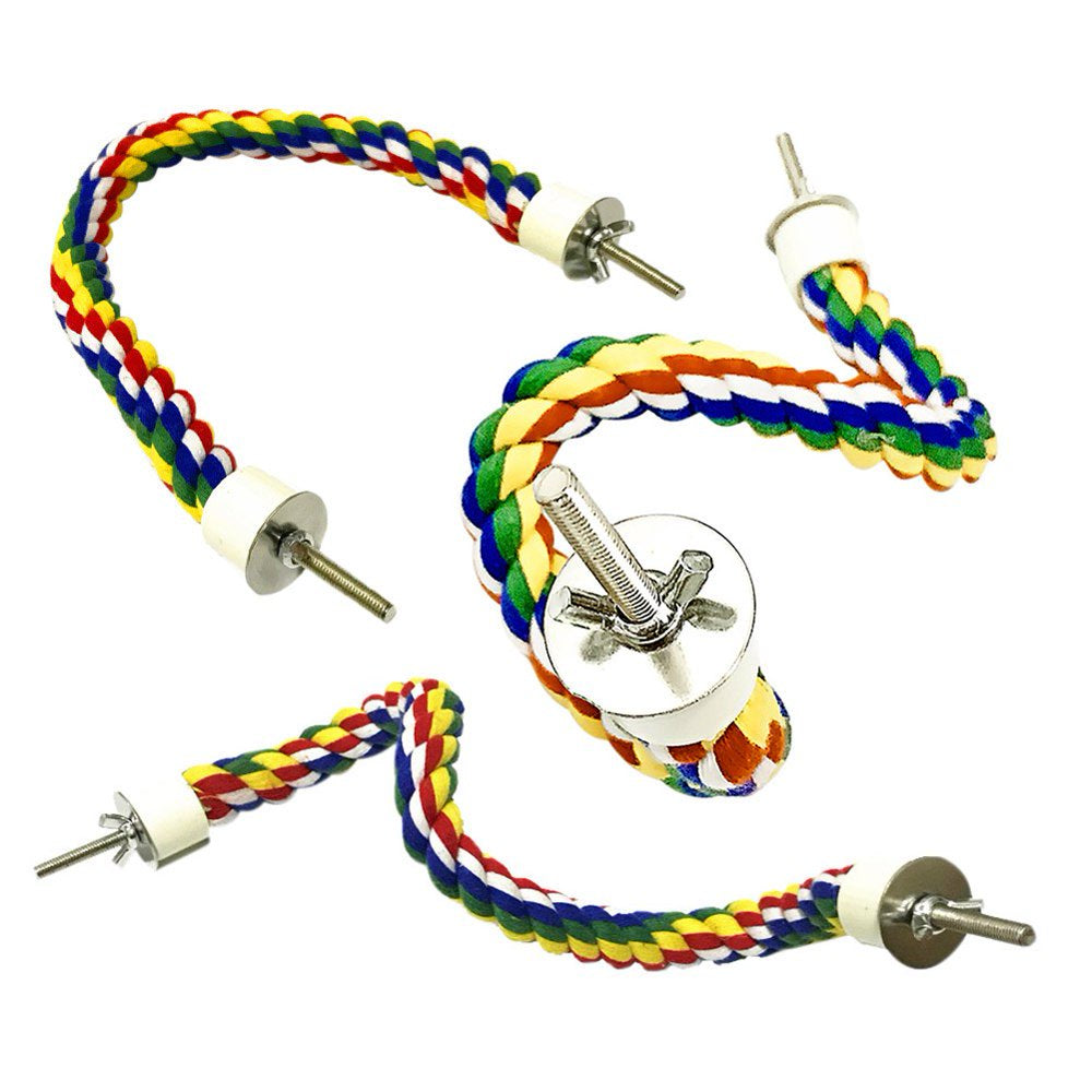 Colorful Bird Rope Toy Cage Accessories Comfy Perch Parrot Toys for Cotton Bungee Bird Toy Bite Toy Cotton Rope Toy Pet Supplies 40CM Animals & Pet Supplies > Pet Supplies > Bird Supplies > Bird Cage Accessories Popvcly