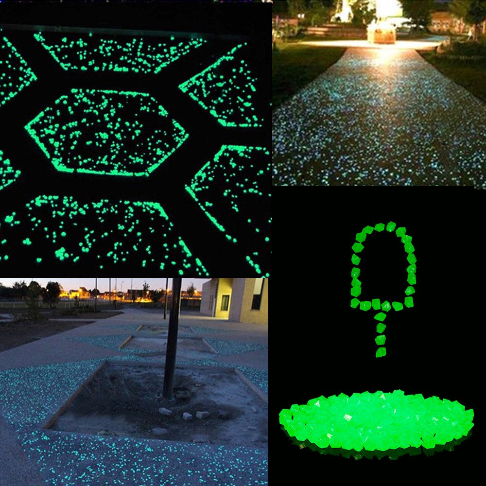 Fyeme 300Pcs Chic Style Glow in the Dark Pebbles Stone Garden Walkway Decor Outdoor Bulk Fish Tank Aquarium Glow Decorations Gravel Rocks?Green? Animals & Pet Supplies > Pet Supplies > Fish Supplies > Aquarium Decor Fyeme