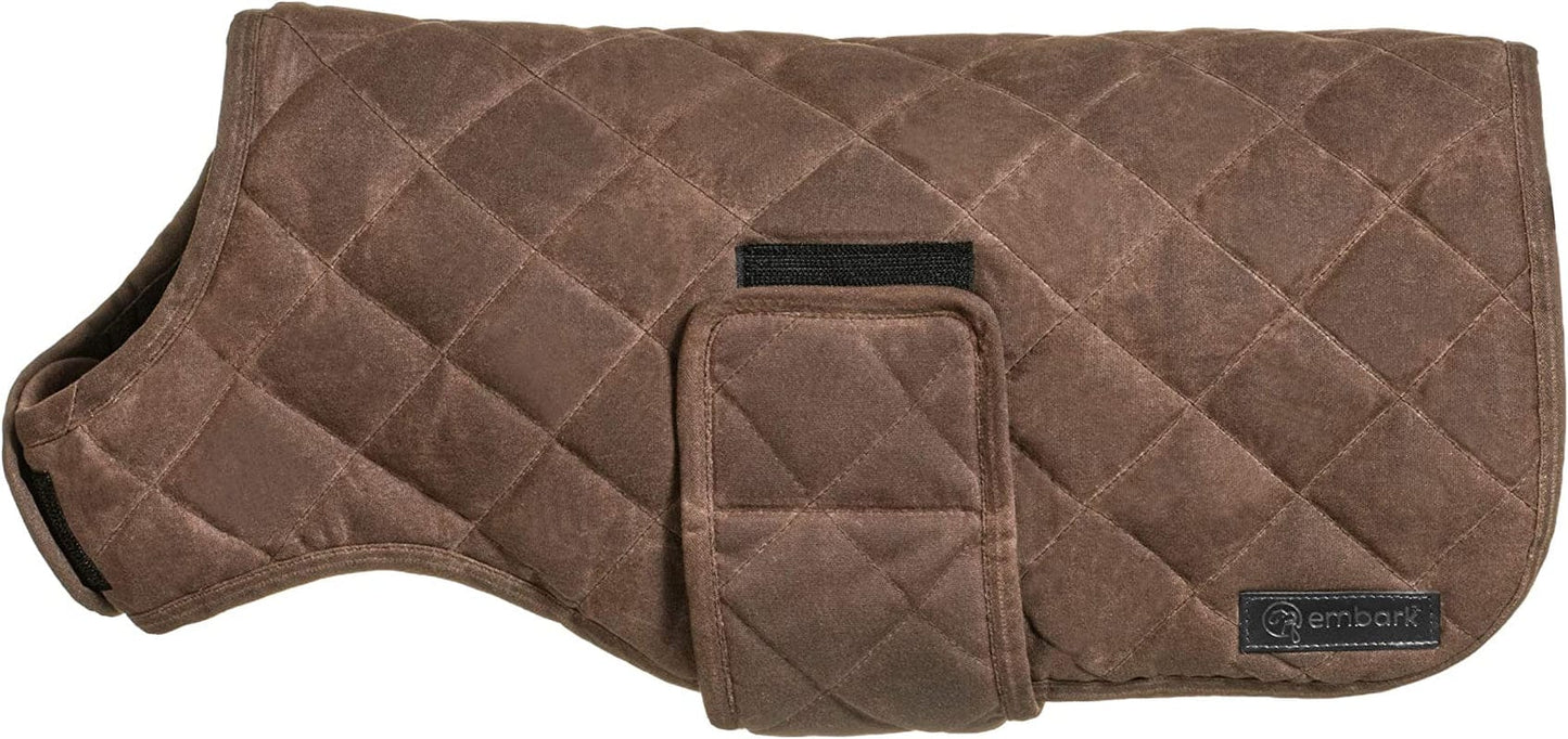 Embark Pets Wax Dog Jacket - Dog Coats to Keep Cozy on Colder Winter Days, Made from Cotton & Polyester, Water Resistant Dog Jackets for Large Dogs, Our Dog Winter Coat Comes in 4 Sizes (Large, Brown) Animals & Pet Supplies > Pet Supplies > Dog Supplies > Dog Apparel Embark Pets Brown Small (Pack of 1)