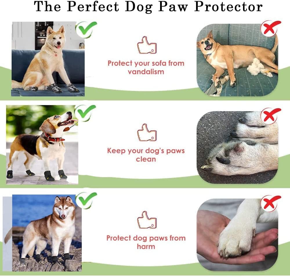 Emwel Dog Boots Size 4 (2.56"X2.36") (Wxl) Waterproof Boots for Dogs, Dog Booties with Anti-Slip Sole Reflective Straps, Outdoor Dog Shoes for Medium Large Dogs (Black 4PCS). Animals & Pet Supplies > Pet Supplies > Dog Supplies > Dog Apparel Emwel