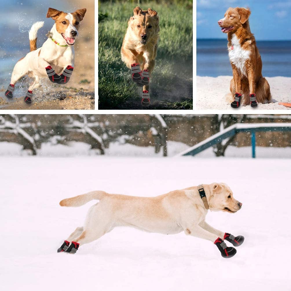 Etdane Non-Slip Dog Boots Waterproof Pet Shoes for Small to Large Dog Puppy Runing Hiking Paw Protectors Reflective Strip for Winter Summer Snow Hot Pavement Hardwood Floor Animals & Pet Supplies > Pet Supplies > Dog Supplies > Dog Apparel Etdane