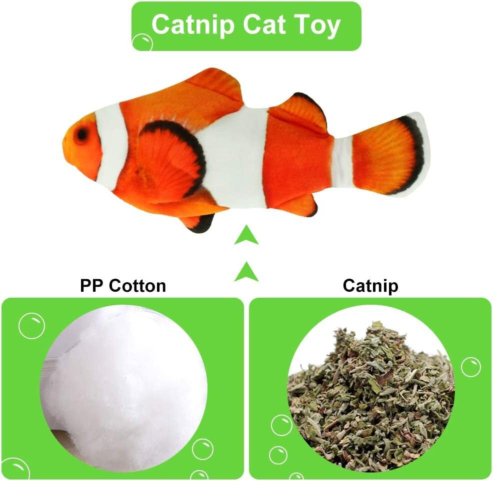 Welltop Electric Toy Fish for Cat Interactive Toy USB Electric Plush Fish Kicker,With Catnip, Funny Cat Chew Toy for Teeth Cleaning Animals & Pet Supplies > Pet Supplies > Cat Supplies > Cat Toys Welltop