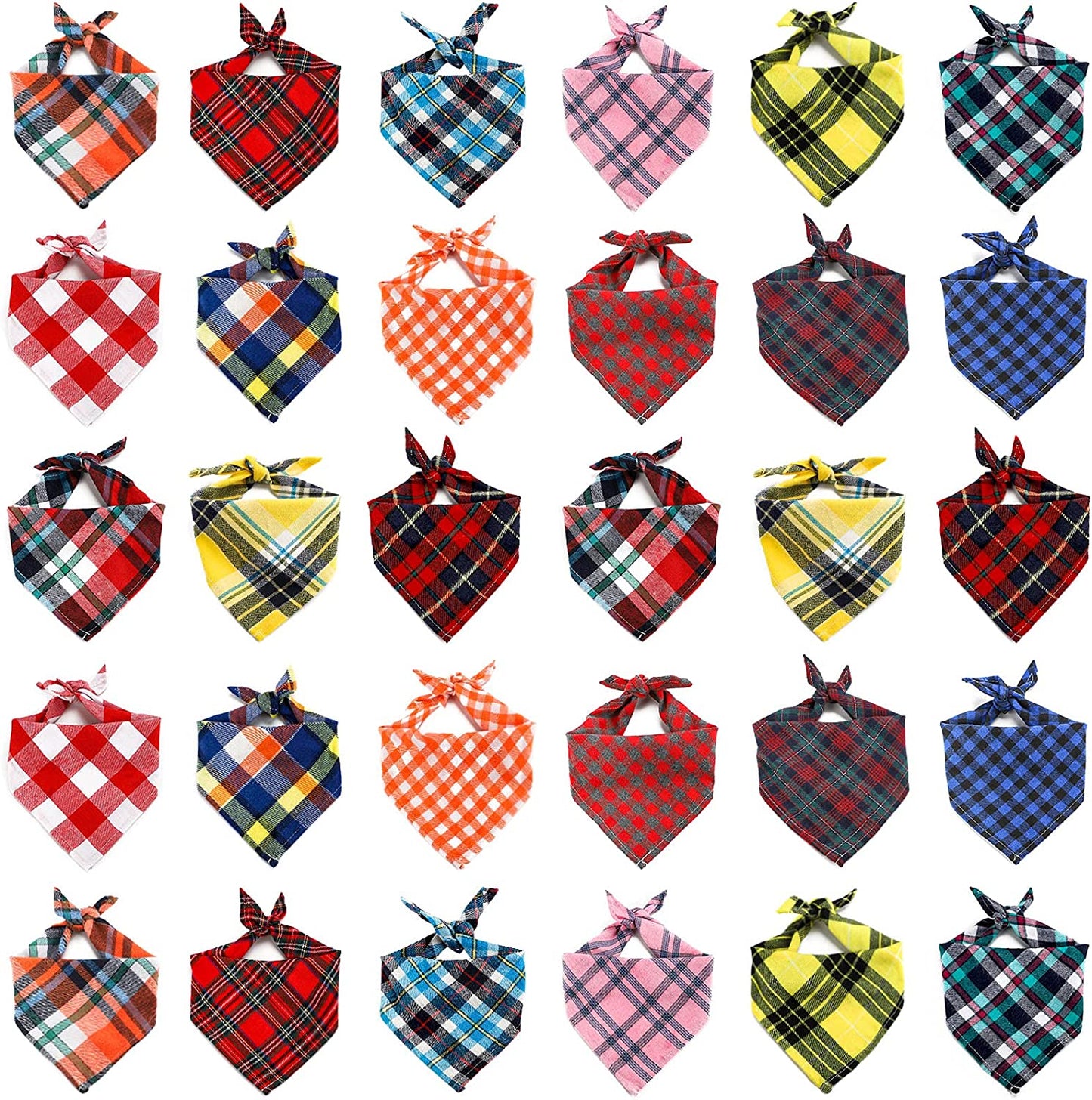 Segarty Dog Bandanas, 30 Pack 22.8"X15.7" Pet Triangle Scarf Plaid Bibs Accessories Bulk for Medium Small Dogs Cats Large Puppy Dogs, Adjustable Washable Reversible Boy Pets Birthday Kerchief Animals & Pet Supplies > Pet Supplies > Dog Supplies > Dog Apparel Petarty 30PCS_Assorted Plaid