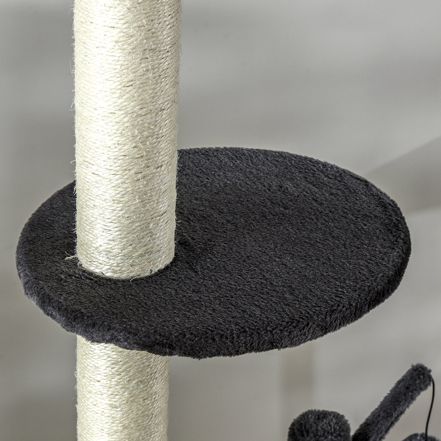 Pawhut 106" Huge Cat Tree Kitty Activity Center Floor-To-Ceiling Cat Climbing Toy with Scratching Post Board Hammock Hanging Ball Rest Pet Furniture Dark Grey Animals & Pet Supplies > Pet Supplies > Cat Supplies > Cat Furniture Pawhut