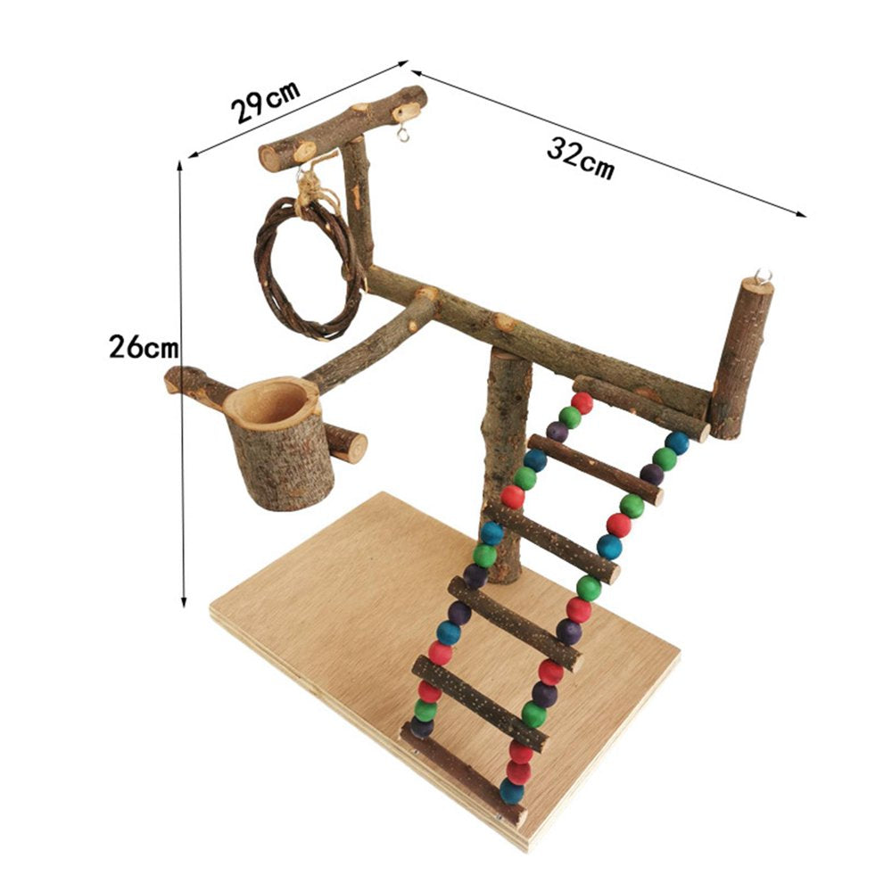 Pet Bird Play Stand, Parrot Playground Toy, Wood Perch, Play Exercise Gym Ladder Climbing for Parakeet Cockatiel Finches Style B 32X29X26Cm Animals & Pet Supplies > Pet Supplies > Bird Supplies > Bird Gyms & Playstands Menolana