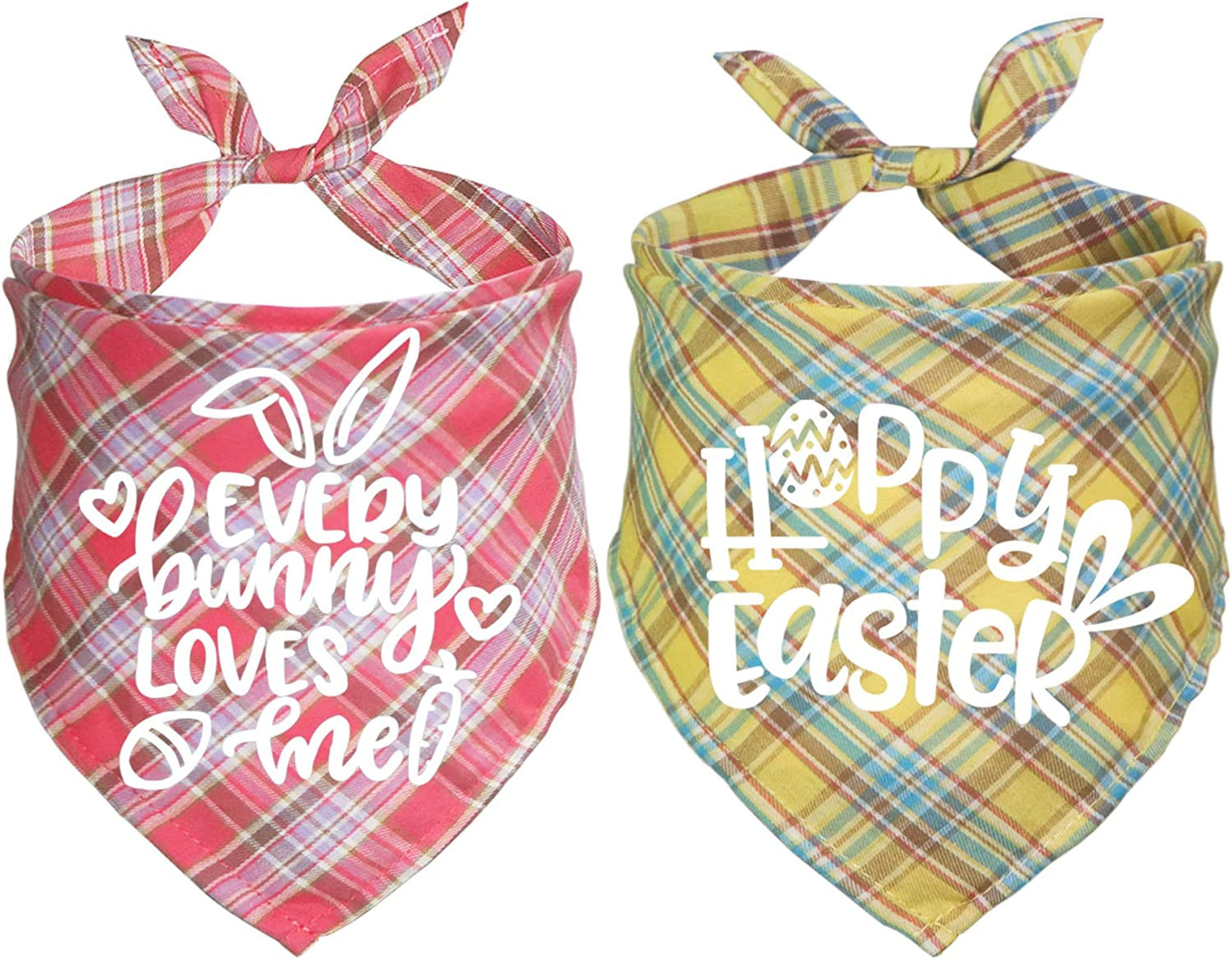 JOTFA Easter Dog Bandanas, Plaid Dog Puppy Easter Bandana Scarf for Small Medium Large Dogs Pets (Pink & Yellow & Light Blue) Animals & Pet Supplies > Pet Supplies > Dog Supplies > Dog Apparel JOTFA Pink & Yellow