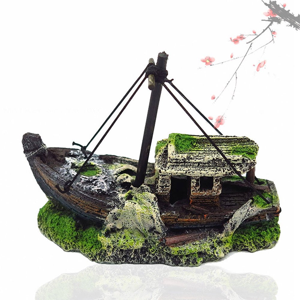 Mnycxen Aquarium Fish Tank Landscape Pirate Ship Wreck Ship Decor Resin Boat Ornament Aquarium Accessories Animals & Pet Supplies > Pet Supplies > Fish Supplies > Aquarium Decor Mnycxen