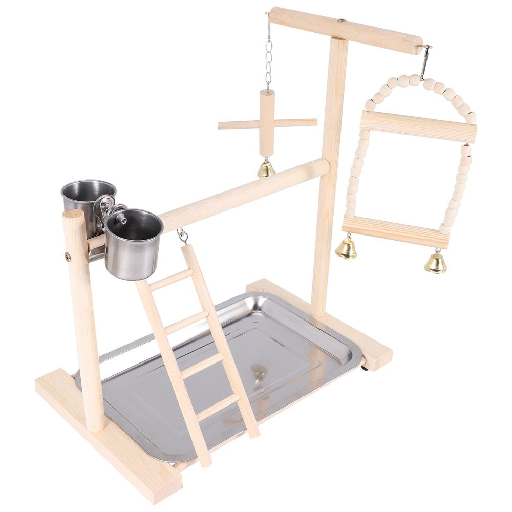 Parrot Playstands with Cup Toys Tray Bird Swing Climbing Hanging Ladder Bridge Wood Cockatiel Playground Bird Perches 53X23X36Cm Animals & Pet Supplies > Pet Supplies > Bird Supplies > Bird Ladders & Perches KOL PET