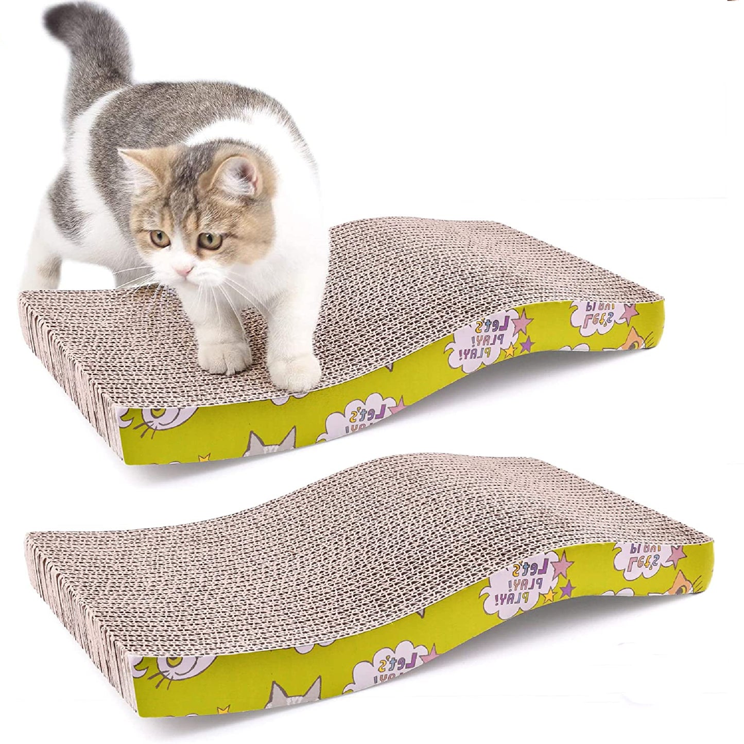 JMH 1 Pack S Type Cat Scratcher, Double-Sided Design Cat Scratching Pad Pet Cats Scratcher Cardboard Durable for Furniture Protection Animals & Pet Supplies > Pet Supplies > Cat Supplies > Cat Furniture JMH