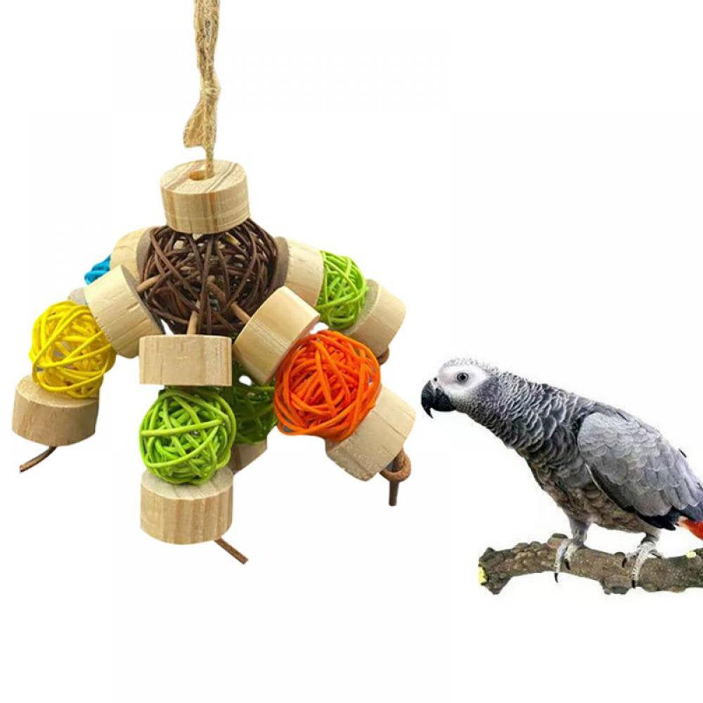 Monfince Large Parrot Chewing Toy Bird Parrot Blocks Knots Tearing Toy Parrot Cage Rattan Ball Bird Cage Bite Toy for Cockatoos Animals & Pet Supplies > Pet Supplies > Bird Supplies > Bird Toys Monfince