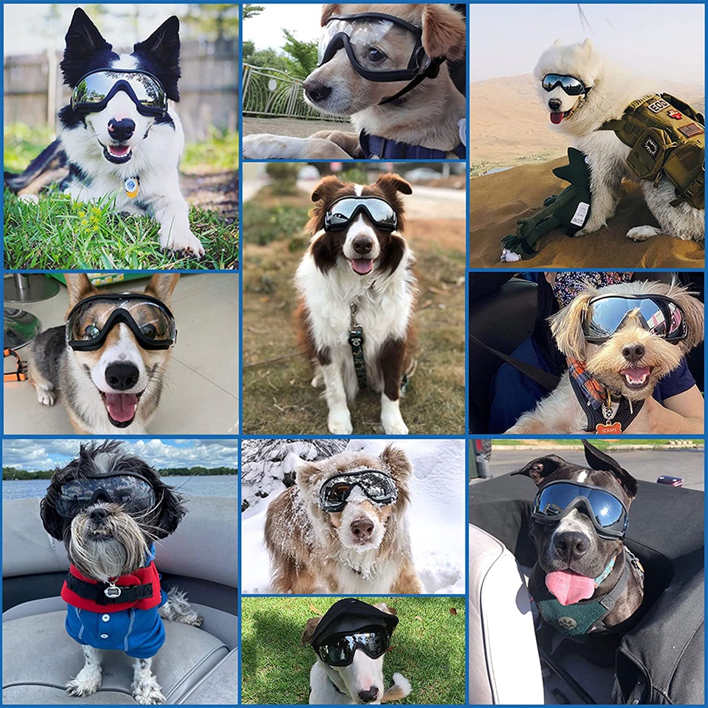 NMLC 2PCS Dog Sunglasses, Adjustable Soft Strap Dog Goggles, UV Protection, Wind and Snow Protection, Medium and Large Dogs Animals & Pet Supplies > Pet Supplies > Dog Supplies > Dog Apparel NMLC