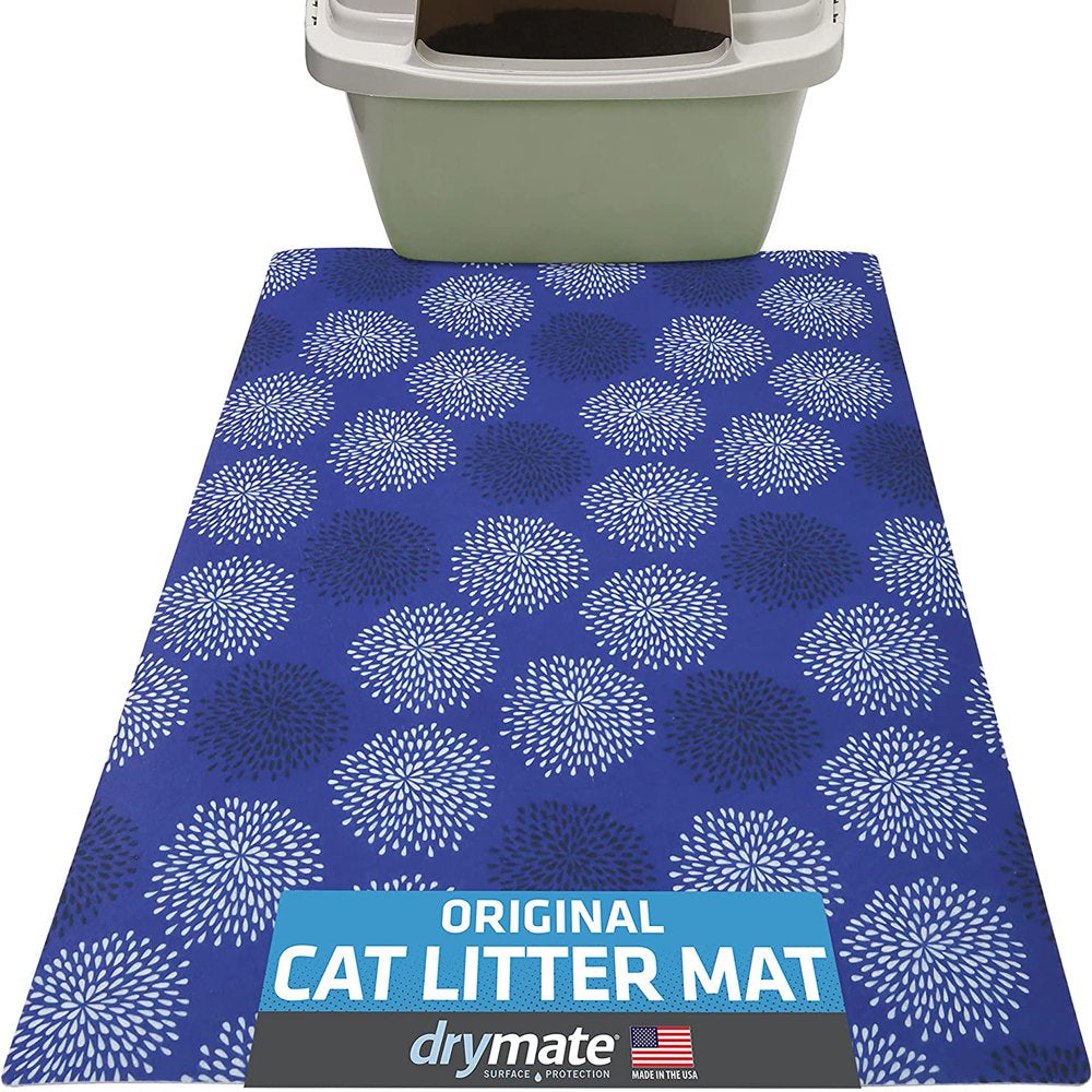 Drymate Original Cat Litter Mat, Contains Mess from Box for Cleaner Floors, Urine-Proof, Soft on Kitty Paws -Absorbent/Waterproof- Machine Washable, Durable (USA Made) Animals & Pet Supplies > Pet Supplies > Cat Supplies > Cat Litter Box Mats Drymate Large (20" x 28") Good Medicine Blue 8 