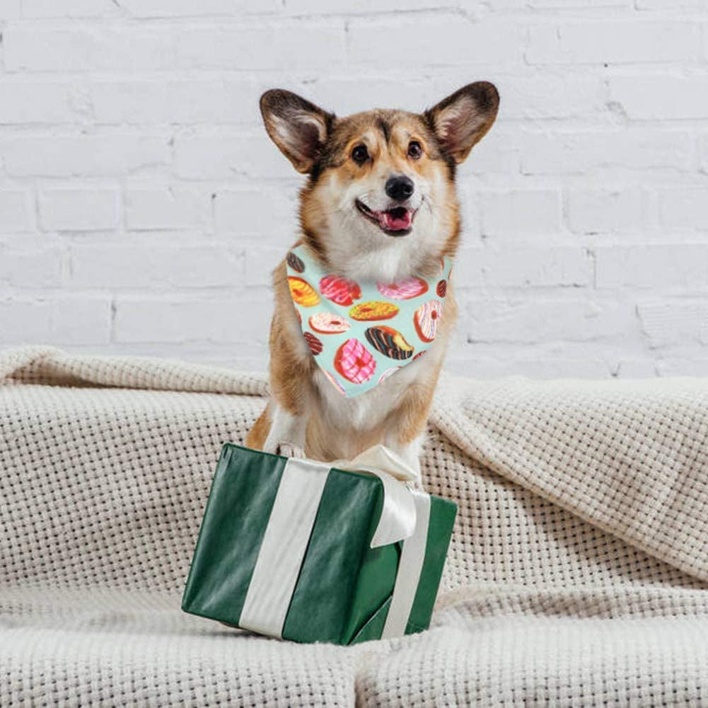 ROZKITCH 2 Pcs Dog Bandana Doughnut Pattern Pet Adjustable Triangle Bibs Scarf Soft Cotton Kerchief Set Accessaries for Small Medium Large Dogs Cats Pets, Machine Washable M Animals & Pet Supplies > Pet Supplies > Dog Supplies > Dog Apparel ROZKITCH