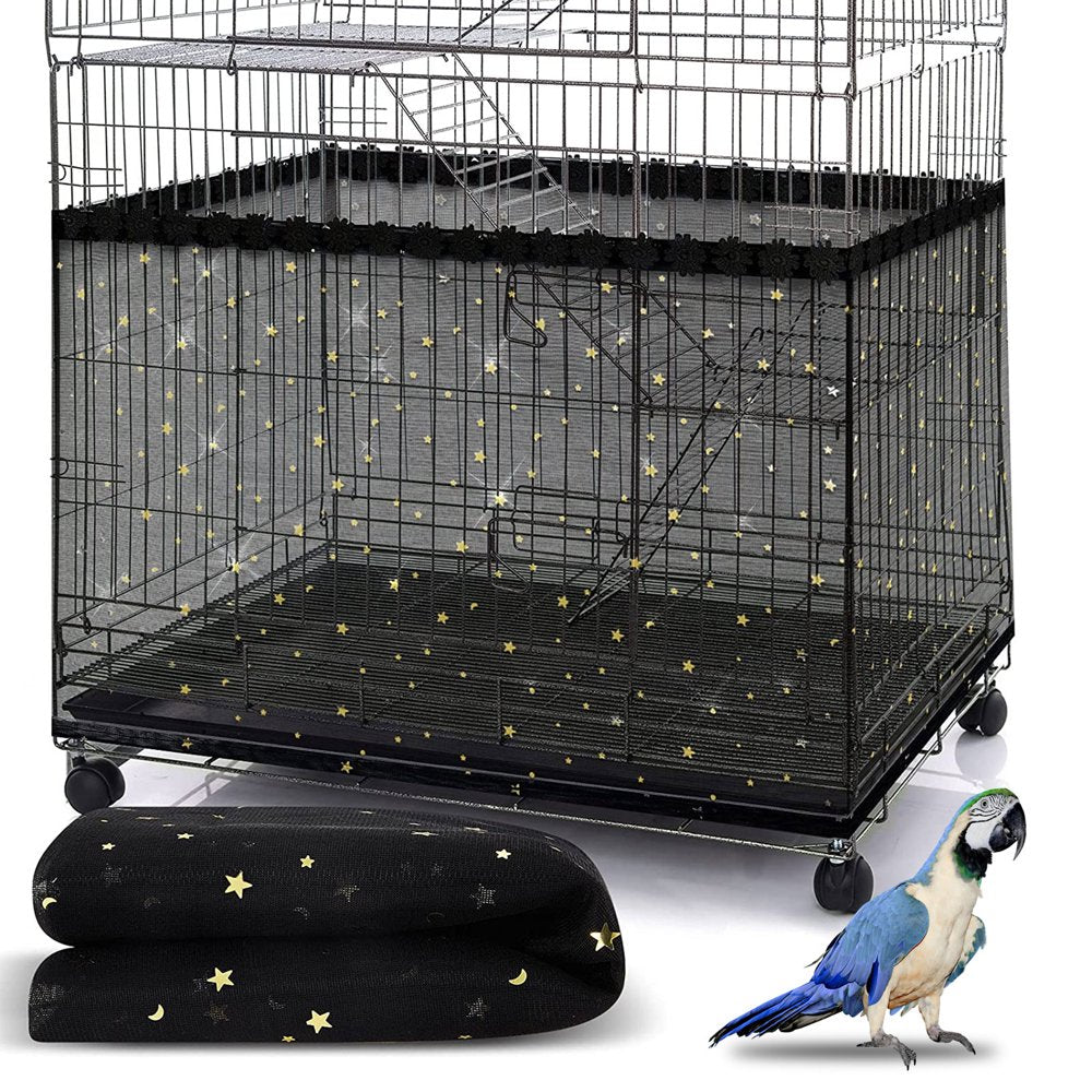 Dolked Universal Bird Cage Cover Skirt Nylon Mesh Net Guard Extra Large Parrot Birdcage Cover Animals & Pet Supplies > Pet Supplies > Bird Supplies > Bird Cage Accessories Dolked S