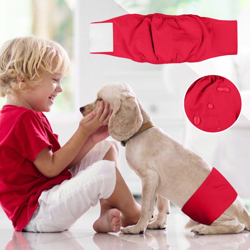 Sebulube Dog Diapers for Male Dogs 1 PC Washable Super Absorbent Puppy Belly Bands R Animals & Pet Supplies > Pet Supplies > Dog Supplies > Dog Diaper Pads & Liners sebulube Red M