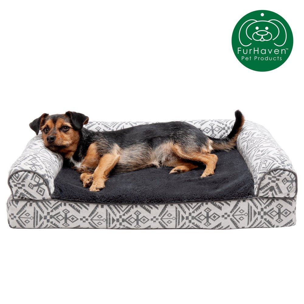 Furhaven Pet Products | Memory Foam Southwest Kilim Sofa-Style Couch Pet Bed for Dogs & Cats, Black Medallion, Medium Animals & Pet Supplies > Pet Supplies > Cat Supplies > Cat Beds FurHaven Pet Cooling Gel Foam M Boulder Gray