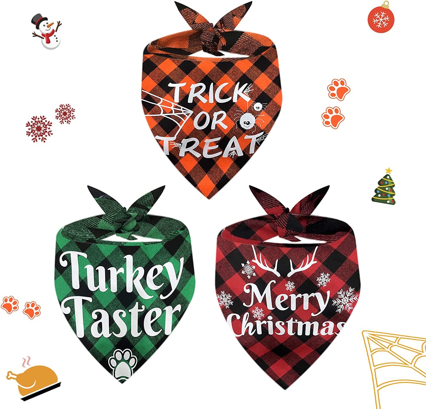 Halloween Dog Bandanas Triangle Dog Scarf Adjustable Washable Dog Bib Pumpkin Bat Spider Pet Scarf for Halloween Pet Costume Supply 4 PCS Animals & Pet Supplies > Pet Supplies > Dog Supplies > Dog Apparel HAIGOU 3 Packs-2