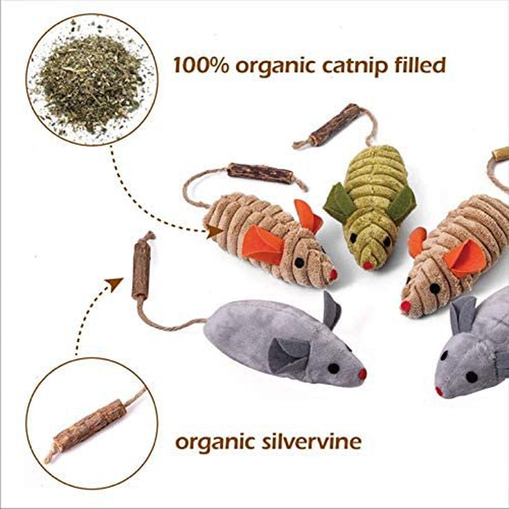 Catnip Cat Toy Plush Chew Mouse Pet Toy Interactive Teeth Clean for Indoor Cats and Kittens 3-Pack Animals & Pet Supplies > Pet Supplies > Cat Supplies > Cat Toys ZhouBian
