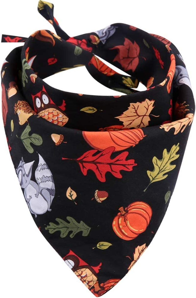 Thanksgiving Dog Bandana Fall Autumn Reversible Triangle Bibs Scarf Accessories for Dogs Cats Pets Animals & Pet Supplies > Pet Supplies > Dog Supplies > Dog Apparel KZHAREEN black Small