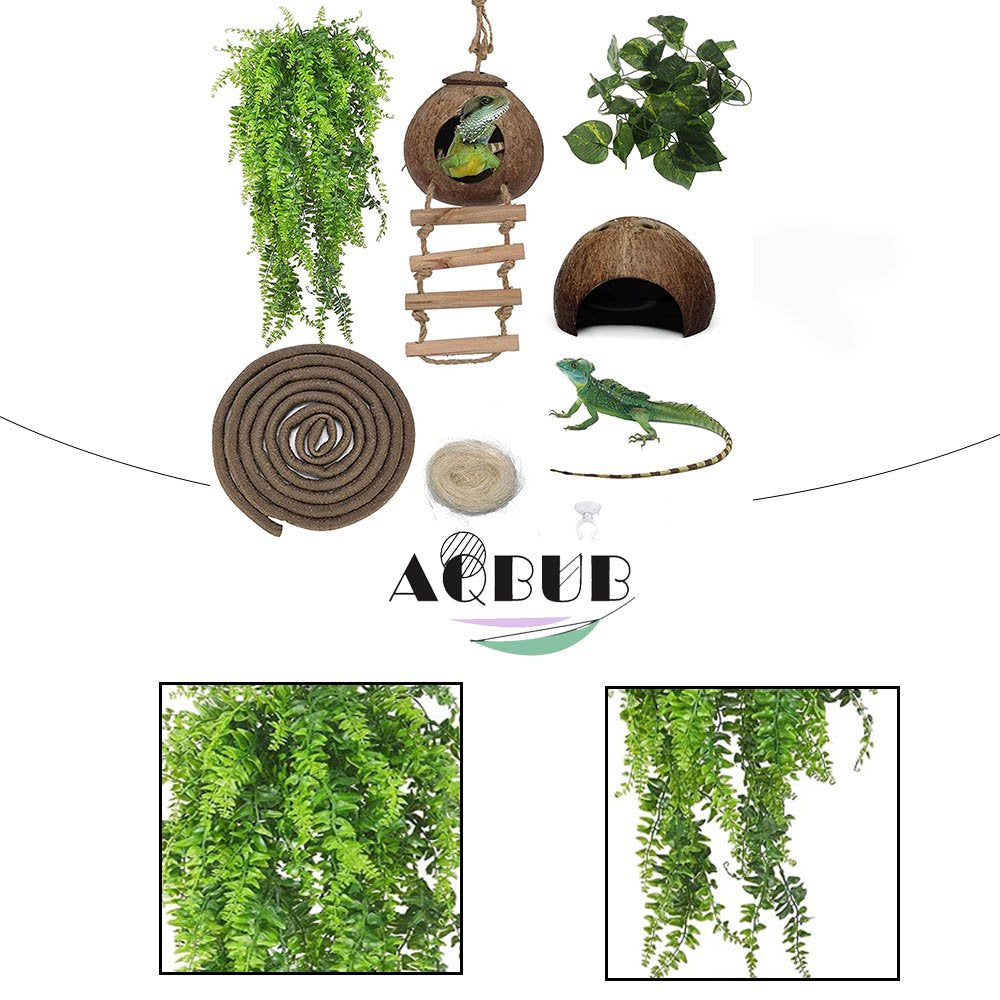 Leopard Gecko Tank Accessories Reptile Habitat Decoration Reptile Hanging Plants Artificial Bendable Climbing Vines and Hidden Coconut Shell Holes Chameleons, Lizards, Geckos, Snakes Animals & Pet Supplies > Pet Supplies > Reptile & Amphibian Supplies > Reptile & Amphibian Habitat Accessories KOL PET