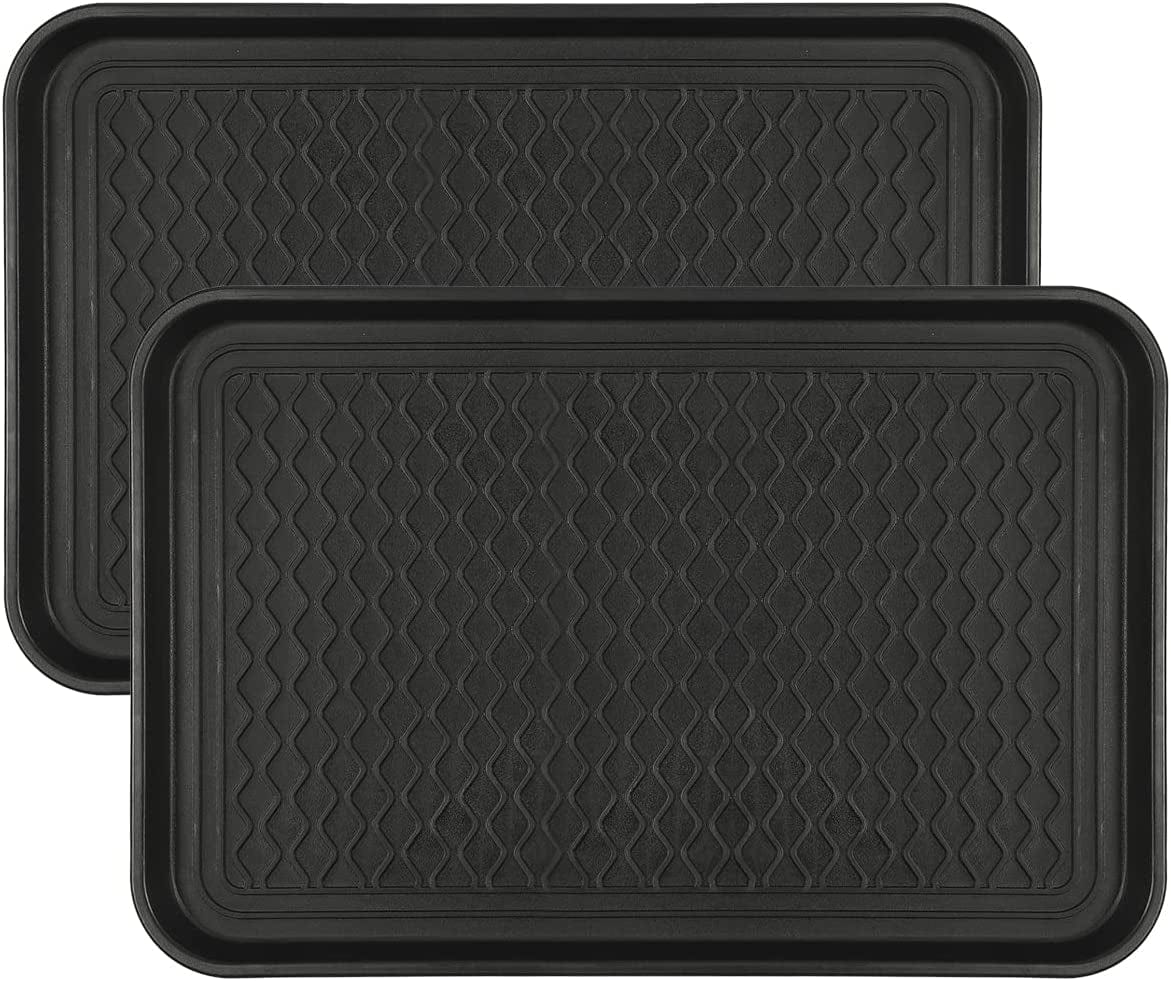 Falflor Set of 3 Boot Trays for Entryway 30"×15" Indoor Outdoor Non Slip Plastic Shoe Mats Waterproof Dog Pet Bowl Mats Multi-Purpose Tray for Boots Shoes Pets Garden(Grey) Animals & Pet Supplies > Pet Supplies > Dog Supplies > Dog Apparel Falflor Black 23.6"×15.7"