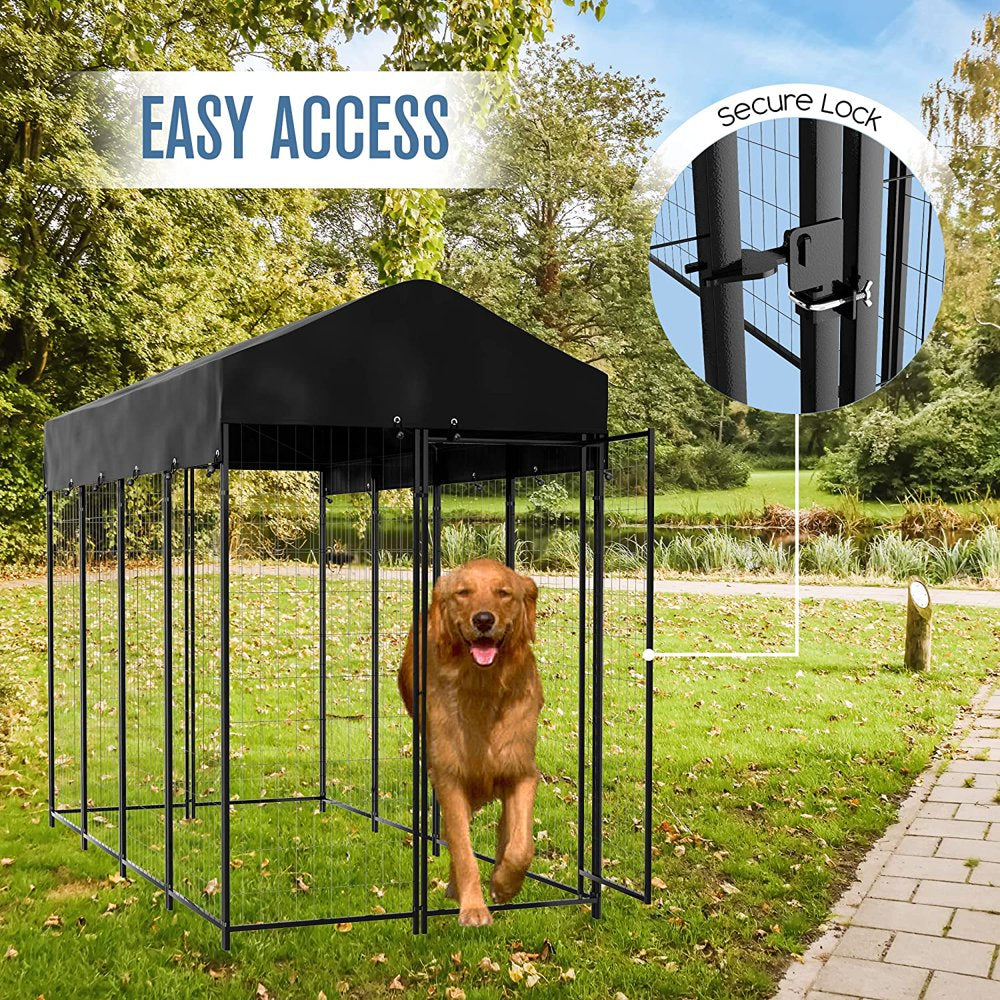 Dog Kennel Outdoor, outside Kennels, Large Wire Crate, 4X8X6 Ft, Metal, Welded, Dogs Runs, W/ Roof Cover, Big Enclosed Cage, Heavy Duty Pet Crates, Covered Box Run, Outdoors Pavilion Pen | Animals & Pet Supplies > Pet Supplies > Dog Supplies > Dog Kennels & Runs ALLJOYSE