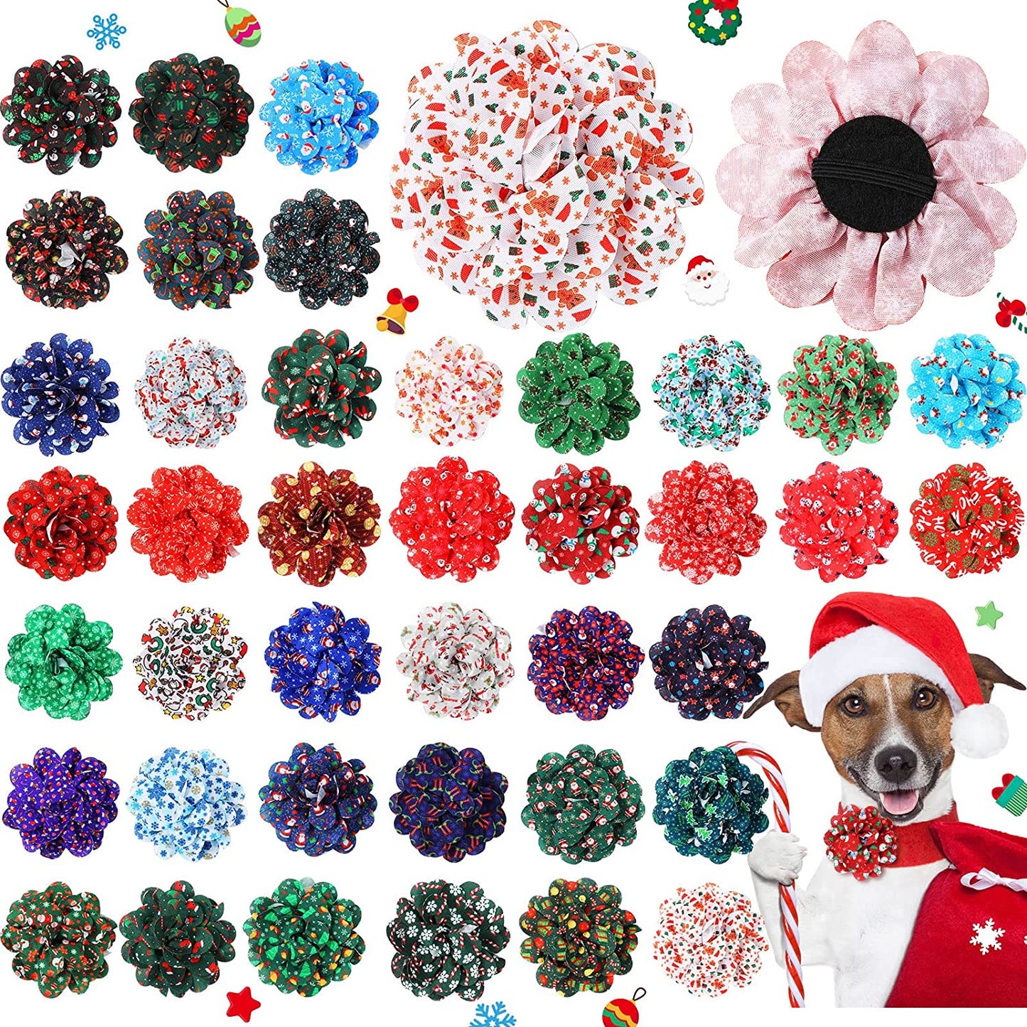 80 Pieces Dog Flowers Dog Collar Flowers Dog Charms Grooming Accessories Collar Set Multi Color Dog Bow Tie Flower for Puppy Dog Cat Collar Attachment Embellishment Animals & Pet Supplies > Pet Supplies > Dog Supplies > Dog Apparel Sanwuta Santa
