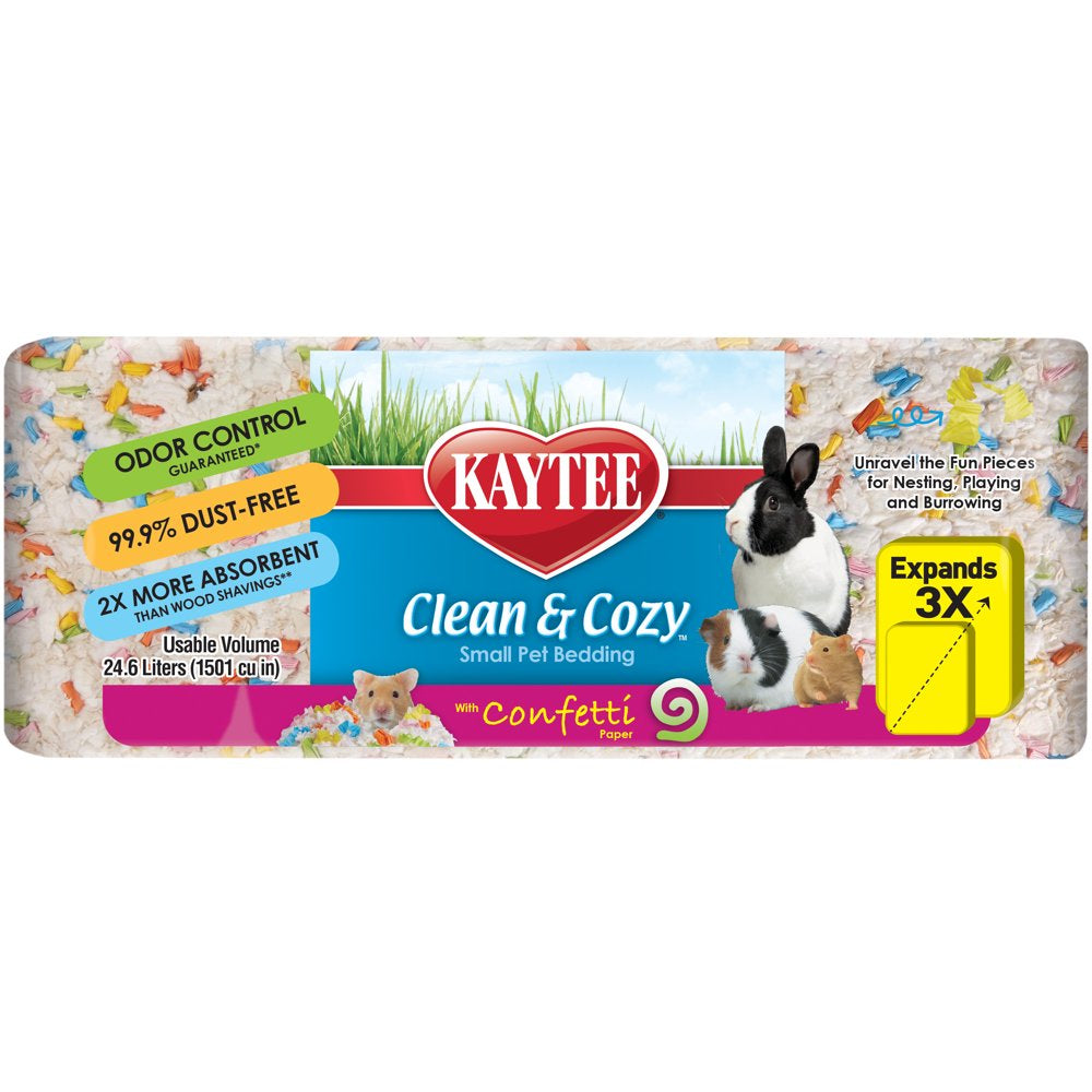 Kaytee Clean & Cozy Confetti Bedding White Paper Bedding with Colored Confetti Paper 24.6 Liters Animals & Pet Supplies > Pet Supplies > Small Animal Supplies > Small Animal Bedding Central Garden and Pet