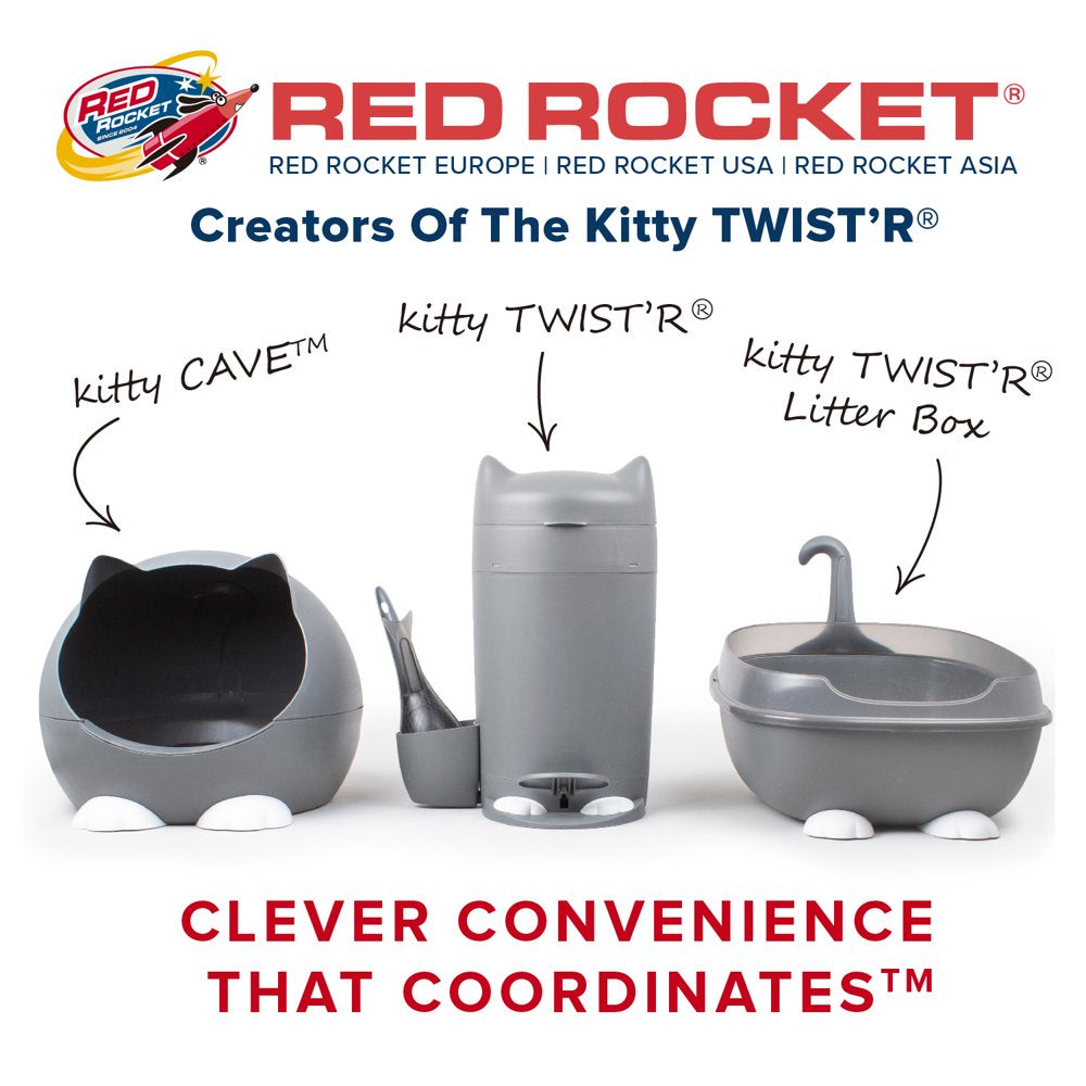 Red Rocket Cat Litter Disposal System with Cute Litter Scoop, KITTY TWIST'R Step Mode Odors Free Patented Twist Technology Litter Pail (Cat, 5L) Animals & Pet Supplies > Pet Supplies > Cat Supplies > Cat Litter RED ROCKET   