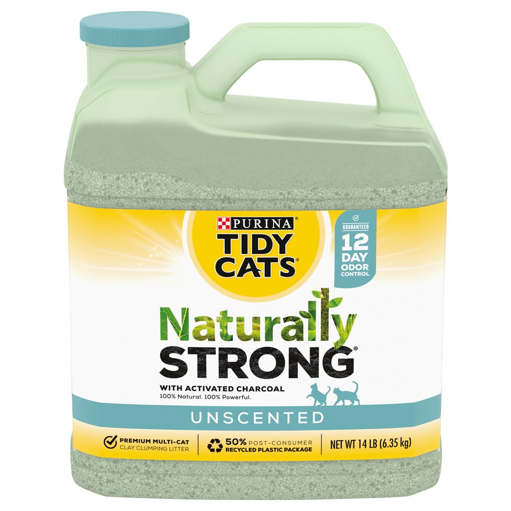 Purina Tidy Cats Naturally Strong Unscented Premium Multi-Cat Clay Clumping Litter, 14 Lb Animals & Pet Supplies > Pet Supplies > Cat Supplies > Cat Litter Nestlé Purina PetCare