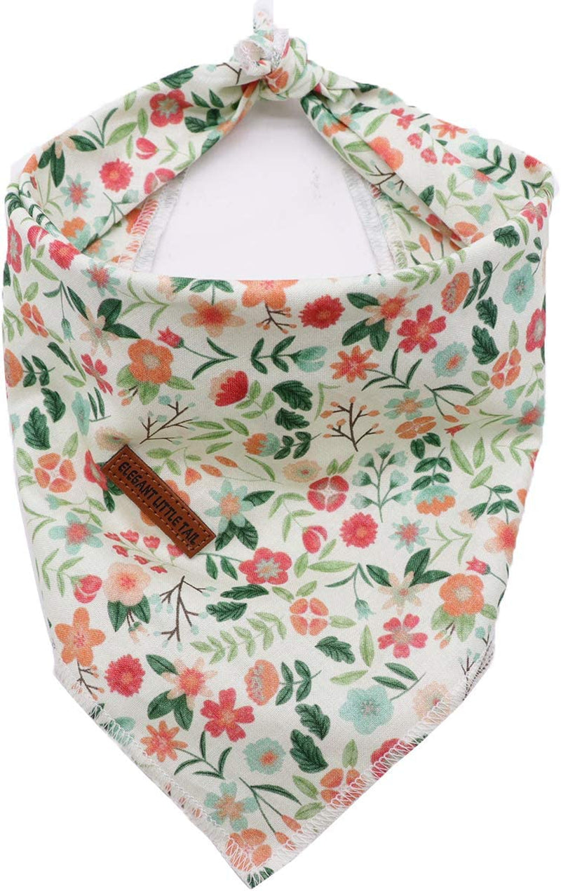 Elegant Little Tail 1PCS Pet Dog Bandana Washable Reversible Cotton Bibs Scarf, Adjustable Square Dog Kerchief for Small to Large Dogs and Cats Animals & Pet Supplies > Pet Supplies > Dog Supplies > Dog Apparel Elegant little tail Red Flower Small (1 Count)
