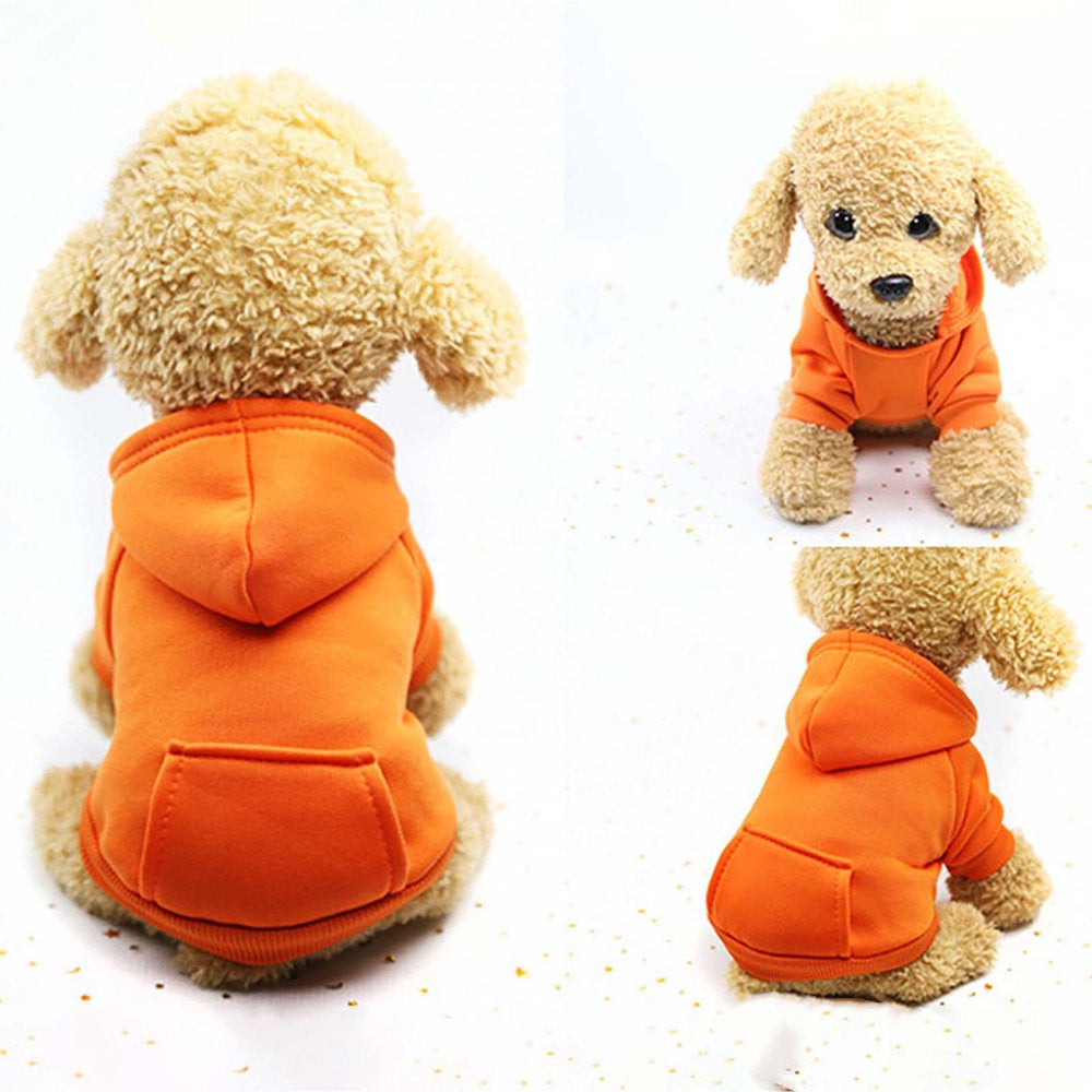FAFWYP Dog Winter Sweatshirt Basic Pet Dogs Hoodie with Pocket, Solid Warm Puppy Sweater Clothes Soft Comfy Dog Jacket Windproof Coats, Pet Clothing Apparel for Dogs Cats Doggie Kitten Animals & Pet Supplies > Pet Supplies > Dog Supplies > Dog Apparel FAFWYP XS Orange