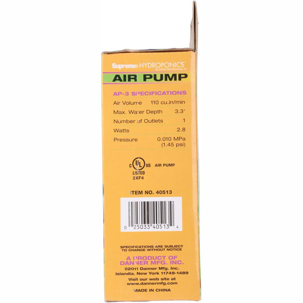 Danner Manufacturing, Inc. Suprem Oxy-Flo, Low Volume Air Pumps 3W, Air Pump 3, #40513 Animals & Pet Supplies > Pet Supplies > Fish Supplies > Aquarium & Pond Tubing Danner Manufacturing